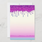 Glam Trendy Roze Blauw Glitter Drip Sweet 16 Party Kaart (Achterkant)