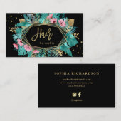 Glam Tropical Gold Leaves op Black | Hair Visitekaartje (Voorkant / Achterkant)