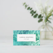 Glam Tropical Monstera laat Blauwgroen blauw achte Visitekaartje (Staand voorkant)