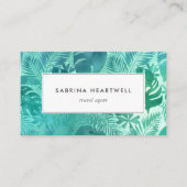 Glam Tropical Monstera laat Blauwgroen blauw achte Visitekaartje (Voorkant)