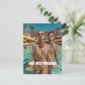 Glam Tropical Pool Party Vibes Briefkaart (Staand voorkant)