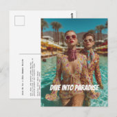 Glam Tropical Pool Party Vibes Briefkaart (Voorkant / Achterkant)