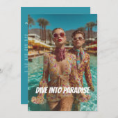 Glam Tropical Pool Party Vibes Kaart (Voorkant / Achterkant)