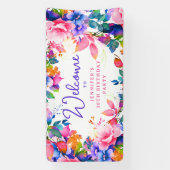 Glam Tuin Waterverf Bloemen 30e Verjaardagsfeest Spandoek (Verticaal)