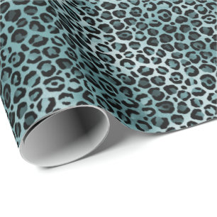 Glam Turquoise Blauwgroen Blauwe Leopard Print Cadeaupapier