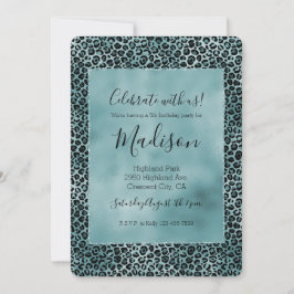 Glam Turquoise Blauwgroen blauwe luipaard afdrukke Kaart