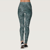 Glam Turquoise Blauwgroen blauwe luipaard afdrukke Leggings (Achterkant)