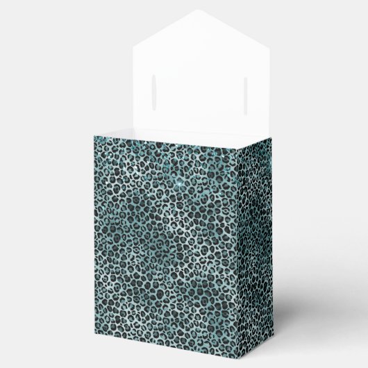 Glam Turquoise Blauwgroen Blue Leopard Print Glitt Bedankdoosjes (Geopend)