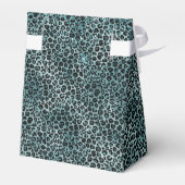 Glam Turquoise Blauwgroen Blue Leopard Print Glitt Bedankdoosjes (Achterkant)