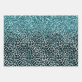 Glam Turquoise Blauwgroen Blue Leopard Print Glitt Inpakpapier Vel (Voorkant 3)