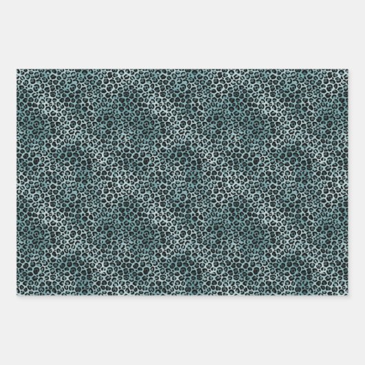 Glam Turquoise Blauwgroen Blue Leopard Print Glitt Inpakpapier Vel (Voorkant)