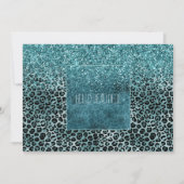 Glam Turquoise Blauwgroen Blue Leopard Print Glitt Kaart (Voorkant)