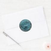 Glam Turquoise Blauwgroen Blue Leopard Print Glitt Ronde Sticker (Envelop)