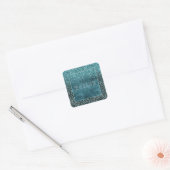 Glam Turquoise Blauwgroen Blue Leopard Print Glitt Vierkante Sticker (Envelop)
