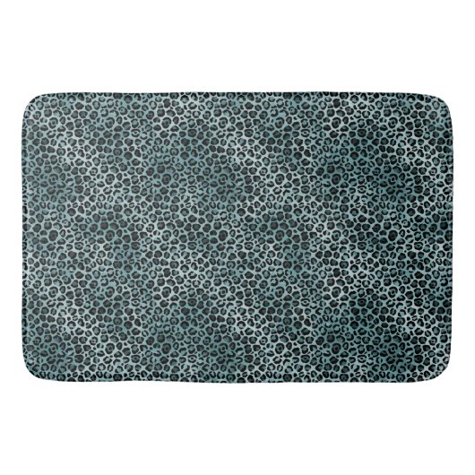 Glam Turquoise Blauwgroen Blue Leopard Print Ombre Badmat (Voorkant)