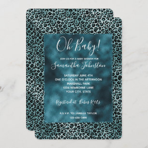 Glam Turquoise Blauwgroen Blue Leopard Print Ombre Kaart