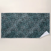 Glam Turquoise Blauwgroen Blue Leopard Print Ombre Strandlaken (Voorkant)