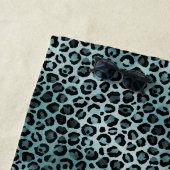 Glam Turquoise Blauwgroen Blue Leopard Print Ombre Strandlaken (In situ)