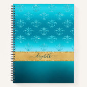 Glam Turquoise Gold Glitter Elegant - Speciaal Notitieboek (Voorkant)