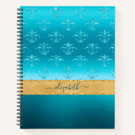 Glam Turquoise Gold Glitter Elegant - Speciaal Notitieboek
