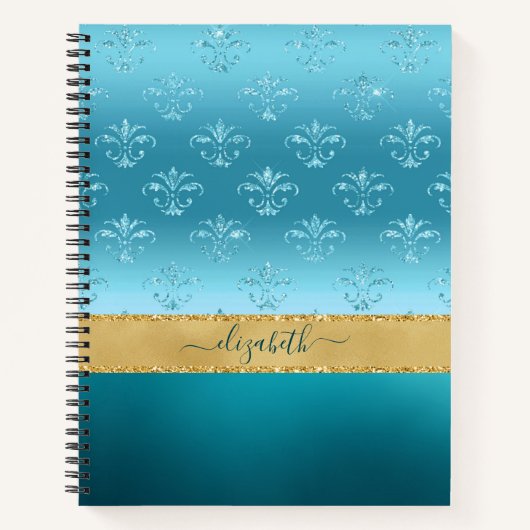 Glam Turquoise Gold Glitter Elegant - Speciaal Notitieboek (Voorkant)