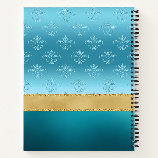 Glam Turquoise Gold Glitter Elegant - Speciaal Notitieboek (Achterkant)