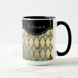 Glam Turquoise Harlequin Gepersonaliseerd Mok