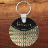 Glam Turquoise Harlequin Persoonlijke Sleutelhange Sleutelhanger (Voorkant)