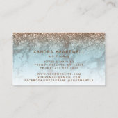 Glam Turquoise Marmer Brons Glitter Script Visitekaartje (Achterkant)