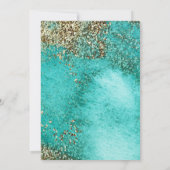 Glam Turquoise & Metallic Gouden Bruiloft Kaart (Achterkant)