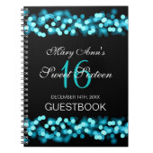 Glam Turquoise uit Hollywood 16 Party Guestbook Notitieboek (Voorkant)