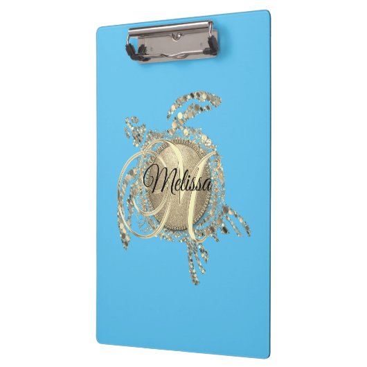 Glam Turtle Monogram Klembord (Links)