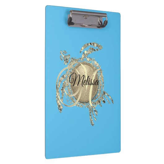 Glam Turtle Monogram Klembord (Rechts)