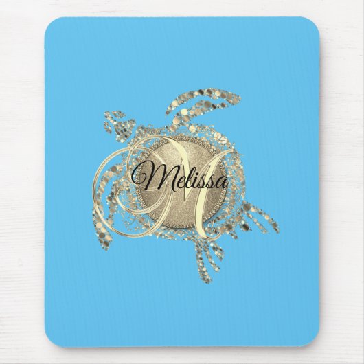 Glam Turtle Monogram Muismat (Voorkant)