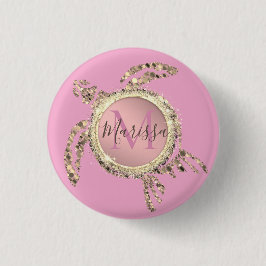 Glam Turtle Monogram Ronde Button 3,2 Cm