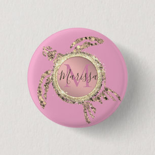 Glam Turtle Monogram Ronde Button 3,2 Cm