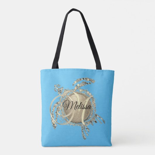 Glam Turtle Monogram Tote Bag (Achterkant)