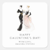 Glam Two Pretty Elegant Ladies Galentine's Day Vierkante Sticker (Voorkant)