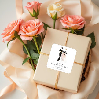 Glam Two Pretty Elegant Ladies Galentine's Day Vierkante Sticker