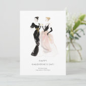 Glam Two Pretty Elegant Women Galentine's Day Kaart (Staand voorkant)