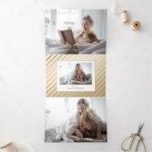 Glam Two-Tone Goud/Zilver Kalligrafie Foto Drieluik Kaart (Binnen)