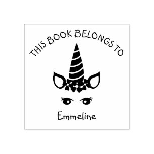 Glam Unicorn Bookplate Dit boek behoort tot de naa Rubberstempel