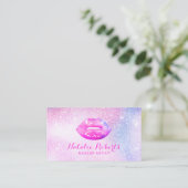 Glam Unicorn Glitter Chic Lips Makeup Artist Visitekaartje (Staand voorkant)