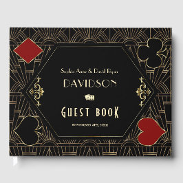 Glam Vegas Casino Gouden Art Deco Bruiloft  Gastenboek