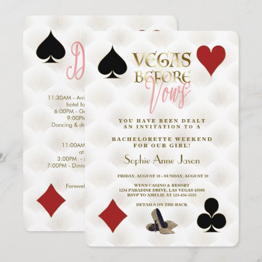 Glam Vegas Voor Vows Casino Gatsby Bachelorette Kaart (Voorkant / Achterkant)
