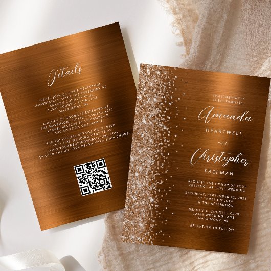 Glam Verbrand Oranje Geborsteld Metalen QR Code Hu Kaart