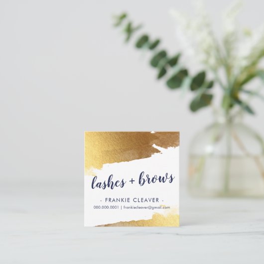 GLAM VERGULDE GOUDEN RANDEN met de hand geletterd  Vierkante Visitekaartje (Staand voorkant)