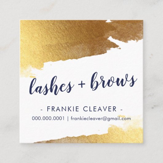 GLAM VERGULDE GOUDEN RANDEN met de hand geletterd  Vierkante Visitekaartje (Voorkant)