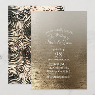Glam Vergulde Gouden Rozen Moderne Elegantie Bruil Kaart