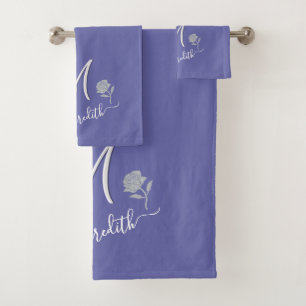 Glam Veri Peri Silver Roos Aangepaste monogram naa Bad Handdoek